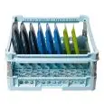 DISHWASHER RACK FOR N. 8 PLATES WITH SAFTEY FRAME - MOD. 100108P - RACK DIMENSIONS cm L 50 X D 50 - MAX DIAMETER 46,5 cm - EC STANDARDS