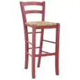 Sgabello - colour rosso - Structure in beechwood, seduta impagliata - Model 1038-R