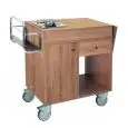 FLAMBE TROLLEY - MOD. 1160S - VENEERED CHIPBOARD STRUCTURE - SINGLE STAINLESS STEEL GAS HOB - GAS CYLINDER COMPARTMENT WITH DOOR - CUTLERY DRAWER - FOLDING SIDE - BOTTLE HOLDER - DIMENSIONS WHEN OPEN cm L123XD50x87H - DIMENSIONS WHEN CLOSED cm L95XD50x87H