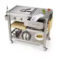 KITCHEN TROLLEY - mod. 697110 teppan yaki - made from stainless steel mod 697110 - with teppan yaki electric griddle - 2 cooking zones - between 50° ÷ 250°