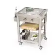 KITCHEN TROLLEY - mod. 697050 teppan yaki - made from stainless steel mod 697050 - with teppan yaki electric griddle - 2 cooking zones - between 50° ÷ 250°