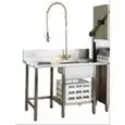 PRE-WASH TABLE FOR DISHWASHER - LEFT SIDE ENTRY, SINK AND WORKTOP WASTE BIN WITH RUBBER - Dimensions cm 130x79x85