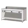 GAS PIADINA GRIDDLE POLLINI - Model C.P12 - Open stainless steel cupboard - Stainless steel plate - Heat capacity KW 24 - EC standards