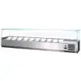 REFRIGERATED COUNTERTOP PREP UNIT GN 1/3 - STATIC COOLING - Mod. VR3 203 VD - FLAT GLASS - DIMENSIONS cm L 203 x D 38,7 x H 45,7 - CAPACITY: 8 PANS - EC standards