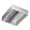 Grade AISI 304 stainless steel cubic island hood (no motor) - baffle filtres- Neon lights