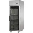 UPRIGHT FRIDGE - STAINLESS STEEL AISI 304 - VENTILATED COOLING - Mod. BG06ETNPV - CAPACITY: LT 600 - N. 1 GLASS DOOR - TEMPERATURE  0/+10°C - Dimensions cm L 71 x D 70 x H 203/210 - EC standards