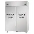 UPRIGHT FRIDGE - STAINLESS STEEL AISI 304 - Mod BG12EPP - VENTILATED COOLING - DUAL TEMP NT+NT - CAPACITY: LT 1150 - N. 2 DOORS - TEMPERATURE 0°/+10°C - Dimensions cm L 142 x D 70 x H 203/210 - EC standards