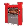WOOD PLANETARY ROTISSERIE - MOD. WOOD TOWER 84/P - CAPACITY N. 84 POLLI - Stainless steel planetary discs n. 8+ 4 rods cm 111,5 - Double motors system grill plus - Side doors that can be opened for loading wood - Adjustable smoke outlet
