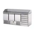 REFRIGERATED SALADETTE AND PIZZA COUNTER - Mod. SLV03C6 - VENTILATED COOLING - GASTRONORM 1/1 (cm 53x32,5) - GRANITE COUNTERTOP AND UPSTAND - N. 3 REFRIGERATED DOORS - N. 6 AMBIENT DRAWERS - TEMPERATURE +4°/+6°C - Dimensions cm L 190 x D 70 x H 107 - EC s