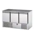 REFRIGERATED SALADETTE AND COUNTER - Mod. SLV03GR - VENTILATED COOLING - GASTRONORM 1/1 (cm 53x32,5) - GRANITE COUNTERTOP - N. 3 REFRIGERATED DOORS - TEMPERATURE +4°/+6°C - Dimensions cm L 138,4 x D 70 x H 87 - EC standards