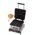 SINGLE WAFFLE MAKER - MOD. 2351842EU - TEFLON-COATED ALUMINIUM- SHAPE: N. 4 ROUND WAFFLES Ø cm 12 - SUPPLY V 230/50Hz SINGLE PHASE - POWER W 2800 - DIMENSIONS Cm L 32 x D 34 x h 27,5 - EC STANDARDS