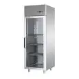 UPRIGHT FRIDGE - STAINLESS STEEL AISI 304 - Mod BG07EBTPV - VENTILATED COOLING - GASTRONORM 2/1 - CAPACITY LT 700 - N. 1 GLASS DOOR - TEMPERATURE -18°/-22°C - Dimensions cm L 71 x D 80 x H 203/210 - EC standards