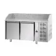REFRIGERATED PIZZA COUNTER - STAINLESS STEEL AISI 304 - Mod. QA02M80 - FOR PIZZA PANS cm 60x40 - VENTILATED COOLING - N. 2 DOORS - TEMPERATURE 0°/+10°C - Dimensions cm. L 161 x D 80 x H 103/110 - EC standards