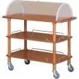3-SHELF WOODEN CATERING TROLLEY WITH DISPLAY LID - MOD. CLC3 - Trolley for desserts, cheese and starter dishes - Semi-circle plexiglass lid curved inwards - Dim. cm L110xD55xH114