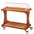 2-SHELF WOODEN CATERING TROLLEY - MOD. CL2260 - For desserts and starter dishes - Birch plywood construction - Plexiglass dome display lid - Dimensions cm L106xD55xH110