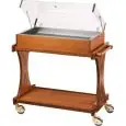 2-SHELF REFRIGERATED TROLLEY WITH EUTECTIC PADS - MOD. CL2785 - Suitable for desserts, cheese, cold cuts and starter dishes - Birch plywood construction - N. 8 eutectic pads - Plexiglass dome display lid - Dimensions cm L106xD55xH108