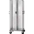 AMBIENT CLOSED PLATE RACK TROLLEY - MOD. CA A - Plastic-coated steel construction - Anodized aluminium frame - N. 4 plexiglass doors - Capacity n. 88 plates - Dimensions cm L75xD78xH183