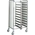 TRAY RACK TROLLEY - MOD. CA146 - Stainless steel construction - Stainless steel runners - Capacity N. 20 trays GN 1/1 (cm 53x32,5) - Side panels - Dimensions cm L74xD62xH175