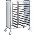 TRAY RACK TROLLEY - MOD. CA147 - Stainless steel construction - Stainless steel runners - Capacity N. 30 trays GN 1/1 (cm 53x32,5) - Side panels - Dimensions cm L110xD62xH175
