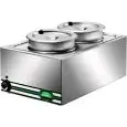 HOT BAIN MARIE WITH POT - MOD. BMP7720 - Stainless steel construction - Capacity n. 1 pan 1/1 GN with n. 2 pots Lt. 8 - Power W 1200 - Single phase V230 50/60 Hz - Dimensions cm L57xD37xH28