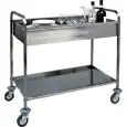 2-SHELF DEEP TRAY CLEARING TROLLEY - MOD. CA1388 - Stainless steel construction - Top tray made from sound-proof stainless steel h15 cm - Stainless steel bottom shelf features raised edge - Dimensions cm L101xD57xH97