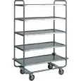 5-SHELF CATERING TROLLEY - MOD. CA1433 - Extra thick round tubular Stainless steel construction Ø 25 mm - Shelves moulded in the shape of a tray with sound-proof satinized rounded edges - Dimensions cm L110xP60xH160