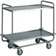 2-SHELF CATERING TROLLEY - MOD. CA1430 - Extra thick round tubular Stainless steel construction Ø 25 mm - Shelves moulded in the shape of a tray with sound-proof satinized rounded edges - Dimensions cm L110xD60xH100