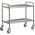 HEAVY DUTY 2-SHELF STAINLESS STEEL CATERING TROLLEY - MOD. CA1393P - Stainless steel construction 25x25 mm - Stainless steel shelves with omega-shaped reinforcement and raised edge - Dimensions cm L112xD67xH98