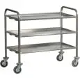 HEAVY DUTY 3-SHELF STAINLESS STEEL CATERING TROLLEY - MOD. CA1395P - Stainless steel construction 25x25 mm - Stainless steel shelves with omega-shaped reinforcement and raised edge - Dimensions cm L112xD67xH98