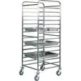 TRAY RACK TROLLEY - MOD. CA1476 - Stainless steel construction - Stainless steel runners - Capacity n. 14 trays GN 2/1 (cm 65x53) or n. 28 GN 1/1 (cm 53x32,5) - Dimensions cm L65xD76xH182