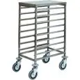 TRAY RACK TROLLEY - MOD. CA1478 - Stainless steel construction - Stainless steel runners - Capacity n. 8 trays GN 1/1 (cm 53x32,5) - Dimensions cm L45xD66xH94