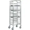 TRAY RACK TROLLEY - MOD. CA1479 - Stainless steel construction - Stainless steel runners - Capacity n. 14 trays GN 1/1 (cm 53x32,5) - Dimensions cm L45xD66xH182