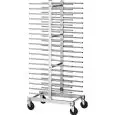 BAKERY TRAY RACK TROLLEY - MOD. CA1480D - Entirely made from stainless steel - Capacity N. 40 trays cm 60x40 - Dimensions cm L51xD80xH177