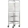 TOUGHENED BAKERY TRAY RACK TROLLEY - MOD. CA1492R - Entirely made from stainless steel - Capacity N. 14 trays cm 60x40 - Dimensions cm L53xD72xH182