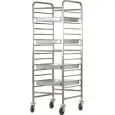TOUGHENED TRAY RACK TROLLEY - MOD. CA1486R - Stainless steel construction - Stainless steel runners - Capacity N. 14 trays GN 2/1 (cm 65x53) or N. 28 GN 1/1 (cm 53x32,5) - Dimensions cm L66xD72xH182