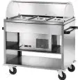 REFRIGERATED TROLLEY - MOD. CAR2780 - Stainless steel construction - Temperature range +2° +10°C - Capacity n° 3 x GN1/1 H15 cm - Plexiglass dome display lid - Supply 230V/1N/50Hz - Dimensions cm L124xD72xH126