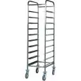 TRAY RACK TROLLEY - MOD. CA1450 - Stainless steel construction - Stainless steel runners - Capacity n. 10 trays GN 1/1 (cm 53x32,5) - Dimensions cm L38xD62xH175