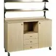 WAITER'S STATION - MOD. ML3214SS - White oak veneered structure - N. 2 cupboards - N. 3 drawers + open compartment - Shelves - Dimensions cm L136xD48xH155