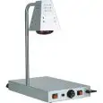 WARMING PLATE WITH INFRARED LAMP - MOD. PCI4718 - Stainless steel construction - N.1 infrared lamp - Adjustable thermostat 30°/90°C - Power W 250+250 - Single phase V230 50/60 Hz - Dimensions cm L58xD33xH68