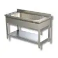 Sink unit n.1 pot sink - square legs - with bottom shelf