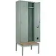 METAL LOCKER ON BENCH - MOD. EXT 65/80/P2 - Single unit structure with doors - DIMENSIONS Cm L 70 x H208