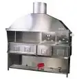 STAINLESS STEEL CHARCOAL GRILL - N° 4 Stoves with 2 Joined stoves - STEEL BASE - DIMENSIONS cm. L 215 x D 85 x h 241 - EC STANDARDS -