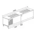 GELATO POZZETTI COUNTER WITH STORAGE - FINISHING PANELS NOT INCLUDED - MOD. BPGELV300 - VENTILATED COOLING - SINGLE PHASE V 230/50Hz - N. 8 + 8 POZZETTI - BUILT-IN CONDENSING UNIT - DIMENSIONS Cm L 300 x D 68,8 x h 95,1