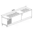 GELATO POZZETTI COUNTER WITH STORAGE - FINISHING PANELS NOT INCLUDED - MOD. BPGELG300 - GLYCOL COOLING - SINGLE PHASE V 230/50Hz - N. 10 + 6 POZZETTI - BUILT-IN CONDENSING UNIT - DIMENSIONS Cm L 300 x D 68,8 x h 95,1