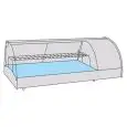 REFRIGERATED COUNTERTOP DISPLAY - SERIES: GRANTAPAS3PI - STAINLESS STEEL FRAME - FLAT BASE - CURVED GLASS - TEMPERATURE °C +3/+5 - SINGLE PHASE - STATIC COOLING - LIGHTING - INTEGRAL MOTOR