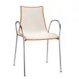 BI-COLOUR CHAIR ZEBRA - MOD. 2610 - CHROME-PLATED STEEL TUBE CHAIR WITH ARMRESTS - BI-COLOUR POLYMER BODY - INDOOR USE - STACKABLE - DIMENSIONS cm L 55 x D 52 x H 83 - EC STANDARDS