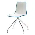 BI-COLOUR CHAIR ZEBRA - MOD. 2611 - CHROME-PLATED STEEL SWIVEL CHAIR ON TRESTLE BASE - RECYCLABLE POLYMER BODY - INDOOR USE - DIMENSIONS cm L 46 x D 53 x H 83 - DISMANTLED - EC STANDARDS