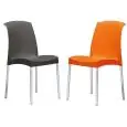 CHAIR JENNY - MOD. 20JEY - RECYCLABLE POLYPROPYLENE SEAT AND BACKREST - ANODIZED ALUMINIUM LEGS DIAMETER mm 25 - INDOOR/ OUTDOOR USE - STACKABLE - DIMENSIONS cm L 49 x D 47 x H 85 - EC STANDARDS