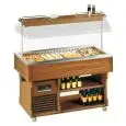REFRIGERATED ISLAND BUFFET DISPLAY - MOD. ISLANDM - WOODEN FRAME - TEMPERATURE °C +4/+10 - STATIC COOLING - REFRIGERANT GAS R290 - AUTO DEFROST - SUPPLY SINGLE PHASE V 230/1/50 Hz