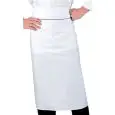 RONDIN CHEFS APRON - MOD. 114421 - 100% COTTON - DIMENSIONS cm. 95x70 - COLOUR: WHITE WITH BLACK PIPING